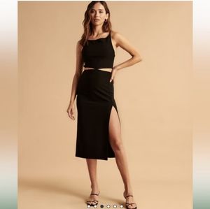 NWT Abercrombie & Fitch Black Boatneck Dress with Side Cutouts
